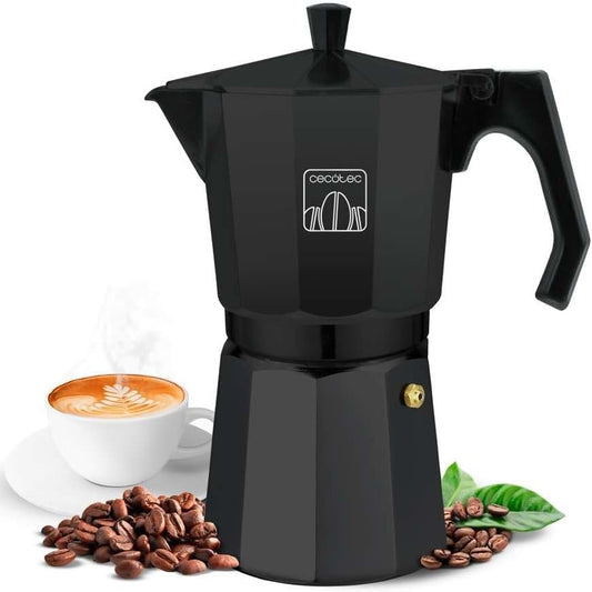 155327 - CECOTEC Makinë Kafeje Italiane Moka Express Cumbia Mokclassic 600 e Zezë, Kapaciteti 300ml, Aluminium, për 6 Filxhanë Kafeje, e Përshtatshme për të Gjitha Llojet e Kuzhinave, e Lehtë për t'u Pastruar