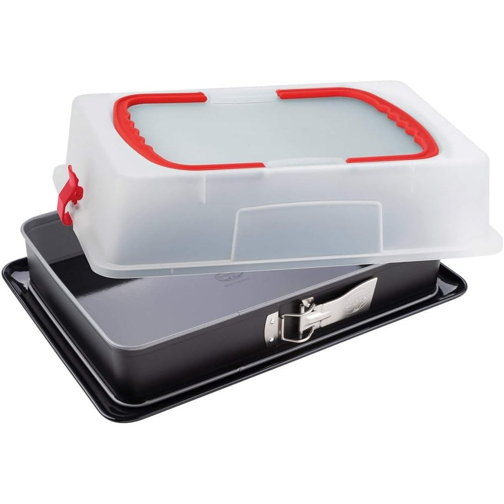 177242 - DR. OETKER Tavë Drejtkëndëshe Pjekjeje me Sustë, Bazë Servirjeje dhe Mbulesë, 43.5 x 29.5 x 10.5 cm, Rezistent ndaj Prerjeve dhe Gërvishtjeve, me Veshje Smalti dhe Jo-Ngjitëse