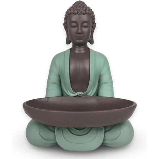 179029 - ZEN'LIGHT Figurinë e Budës për Bizhuteri, Lartësi 20cm, Ngjyra Jeshile dhe Kafe, Dekorim Zen dhe Feng Shui