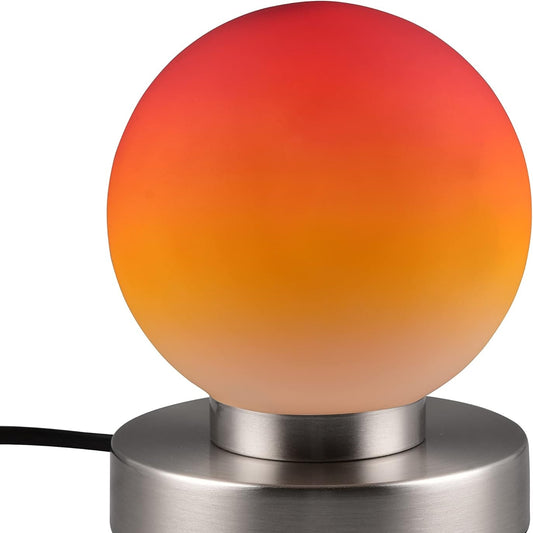 178771 - RL LIVE YOUR LIGHT - Llambë Tavoline Reality Leuchten Prinz II R54011018, Metal Nikeli Mat, Xham me Ngjyrë Portokalli, pa Llambë E14, Ndezje/Fikje me Prekje