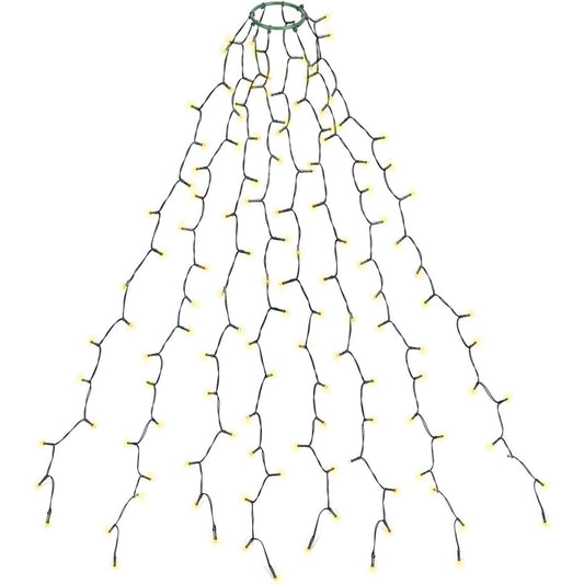 179096 - SALCAR Dritat e Krishtlindjes 2m me Unazë dhe 8 Kurora, 280 Drita LED përshtatshme për Pemët 150cm, 180cm, 210cm, 240cm - Ngjyra e Bardhë e Ngrohtë