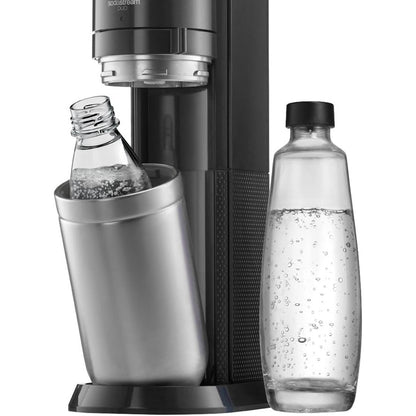 204094 - SODASTREAM DUO Përgatitës Uji me Gaz | Përfshin 1 Shishe Qelqi dhe 1 Shishe Plastike FUSE, të dyja prej 1L dhe të sigurta për Lavastovilje | Ngjyra: Titanik