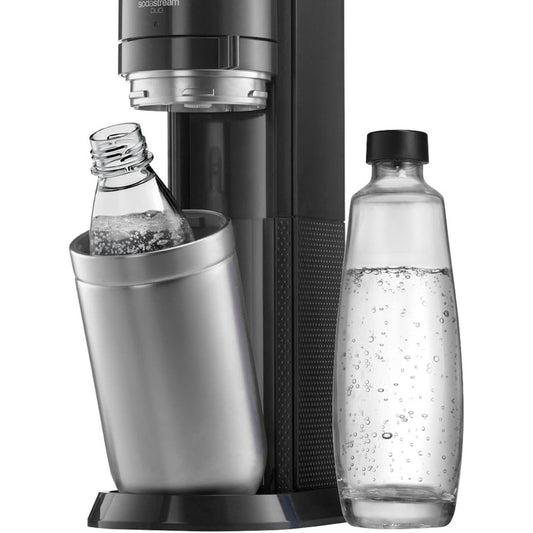 204094 - SODASTREAM DUO Përgatitës Uji me Gaz | Përfshin 1 Shishe Qelqi dhe 1 Shishe Plastike FUSE, të dyja prej 1L dhe të sigurta për Lavastovilje | Ngjyra: Titanik