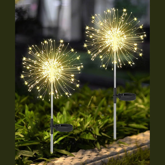 238421 - Drita Kopshti Joysing për Dekorim Kopshti Diellorë për Jashtë, 2 copë, 120 Drita LED Diellorë, Fishekzjarrë, 8 Mënyra, i Papërshkueshëm nga Uji