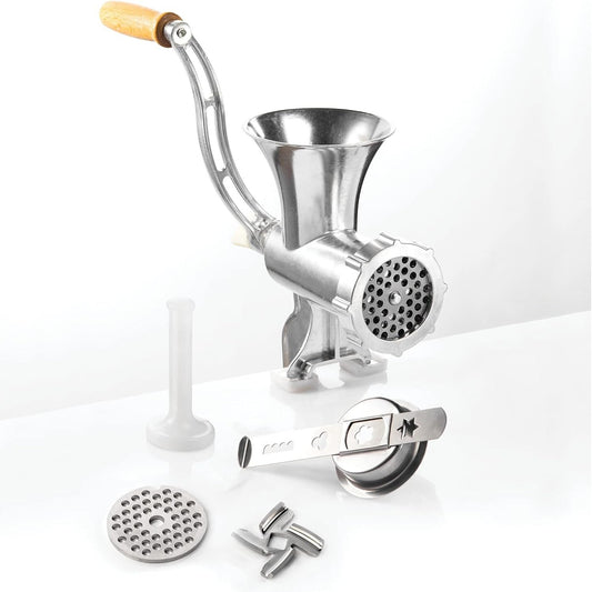 172315 - GSW - Mulli mishi Nr.8, materiali Çelik Inox dhe Alumini, me Teh dhe Pllakë Bluarëse, përfshirë Aksesorin e Pjekjes dhe Guaskën, Argjendi