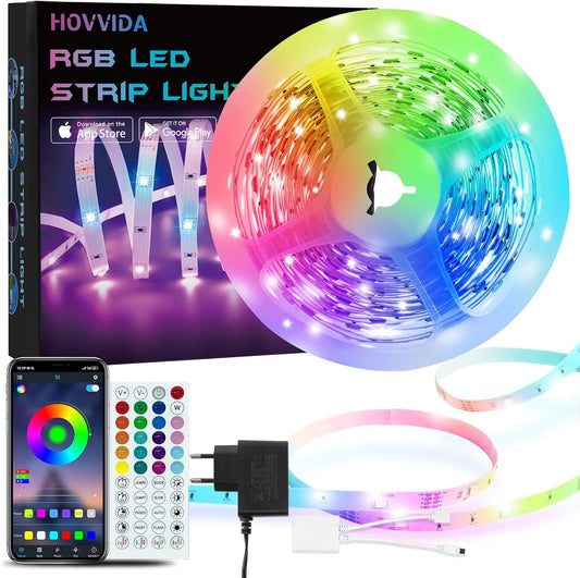 238558 - HOVVIDA Shirit LED 5M, 30 LED/metër, RGB, Aplikacion dhe Telekomandë