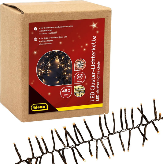 218912 - IDENA 31897 Drita LED me 480 LED të Bardha të Ngrohta, 14.5 m të Gjatë, Përdorim të Brendshëm dhe të Jashtëm, Funksion Kohëmatës 8-orësh, Transformator, Dekorime Festash, Krishtlindjesh, Dasmash